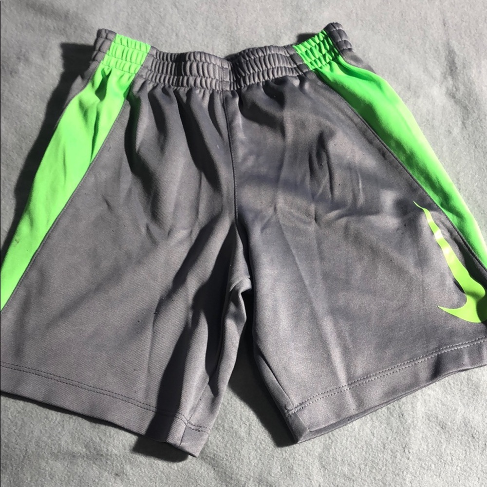 Nike Kids Gray and Green Athletic Shorts